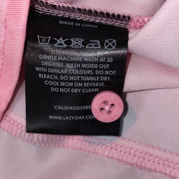 Lazy Oaf Heart Print Button Up Shirt Blouse 12 Pink Blue Girly Feminine Love - Picture 7 of 8